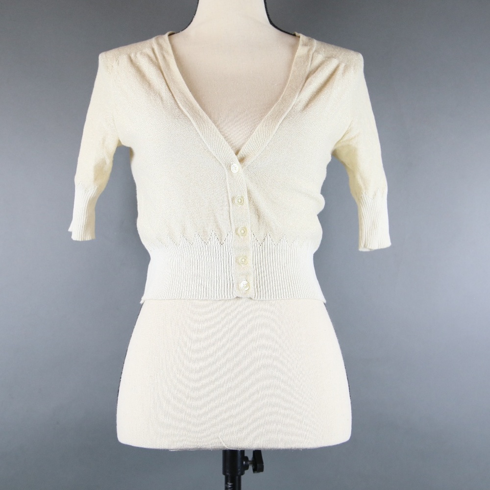 Tahari Gold Short Sleeve Cardigan Size XS